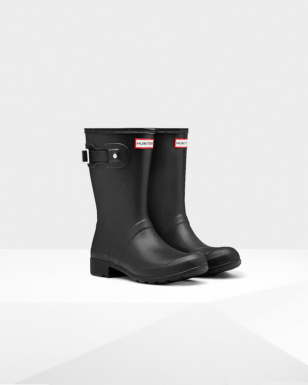 Womens Hunter Original Tour Foldable - Short Rain Boots Black - 1960-VDTPB